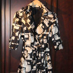 Dress or Trench Coat Black and White graphic print, Sz Med